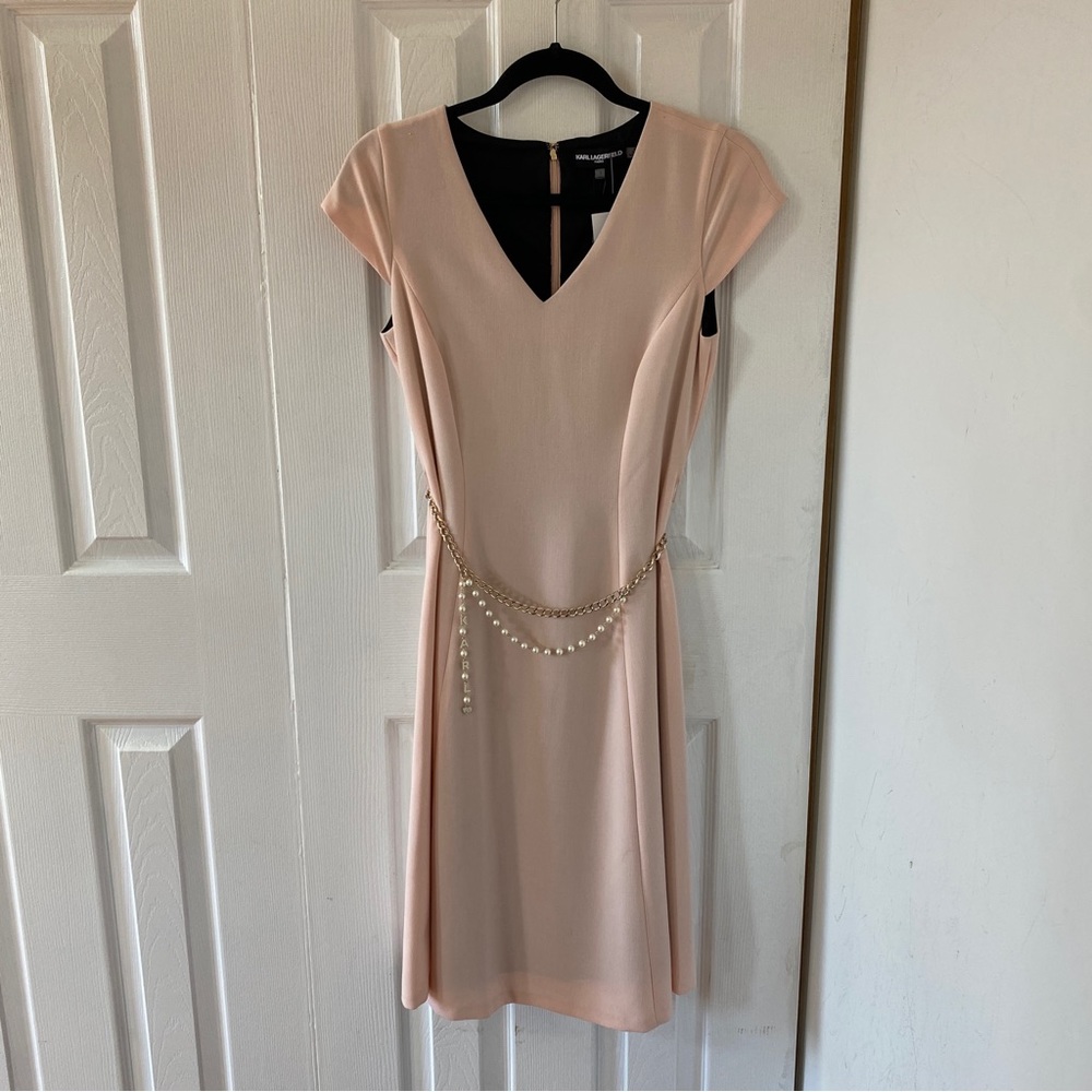 Karl Lagerfeld light pink short sleeve dress size 2 New With Tags